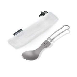 Ложка складана з титану Naturehike Titanium NH19C001-J сіра з мішечком