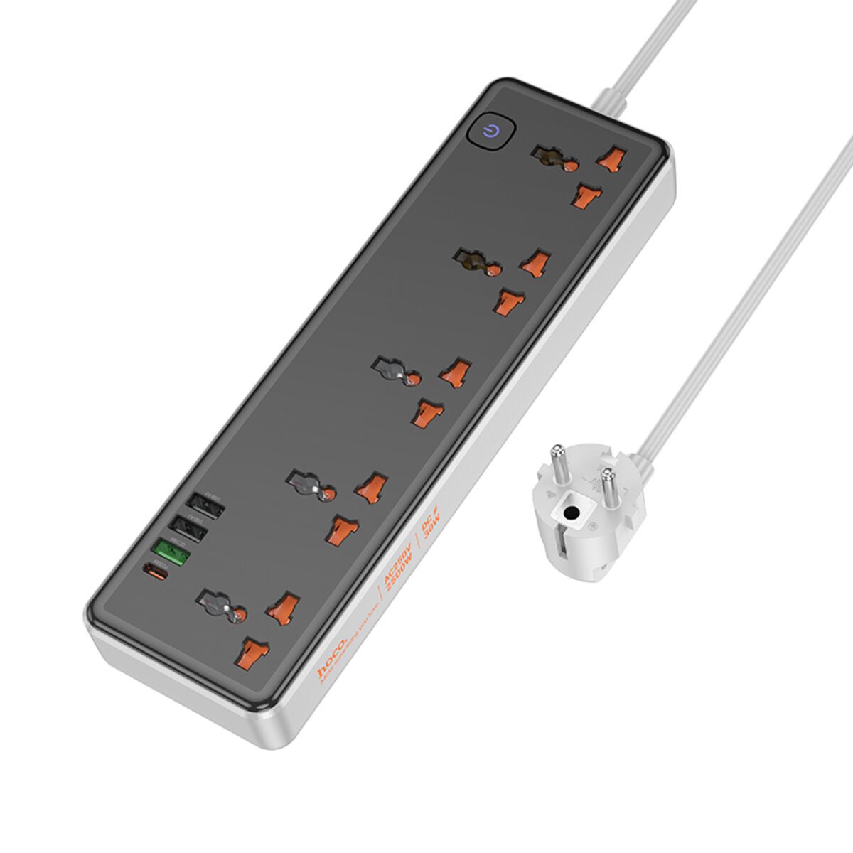 Мережевий подовжувач HOCO AC14A Rico 5-position socket(PD30W/1C3A) Black