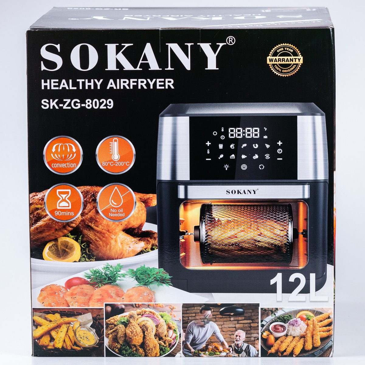 Аерофритюрниця  12 л Sokany аерогриль без масла 1800W парова фритюрниця мультипіч