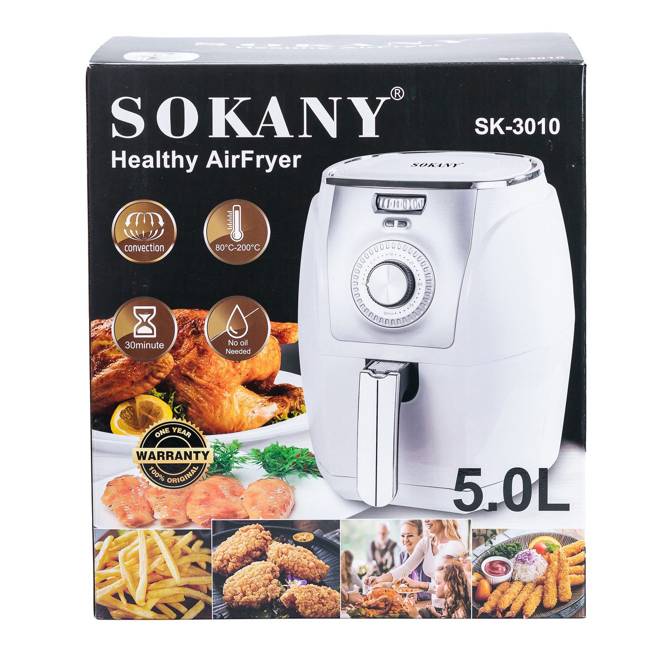 Аерофритюрниця  5 літрів Sokany мультипіч аерогриль1500W безмасляна фритюрниця повітряна аеропіч