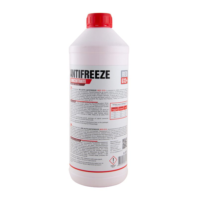 Антифриз BELAUTO RED G12+ концентрат, червоний 1,5л