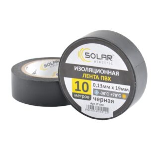 Стрічка ізоляційна ПВХ SOLAR IT010 10 м, 0.15x15 мм, чорна