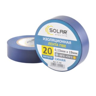 Стрічка ізоляційна ПВХ SOLAR IT120 20 м, 0.15x19 мм, синя