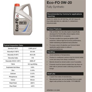 Моторне мастило Comma ECO-FO 0W-20 5л