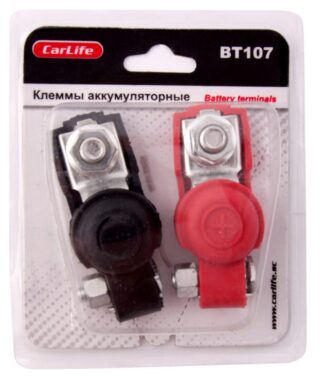 Клеми АКБ CarLife ВТ107, сталь луджена, гумове покриття