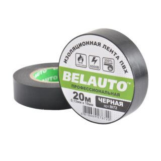 Стрічка ізоляційна ПВХ професійна вогнестійка BELAUTO BI72, 20 м, 0.13x19 мм, чорна