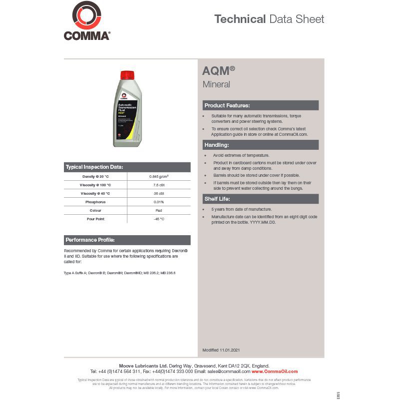 Трансмісійне мастило Comma AQM AUTO TRANS FLUID 1л