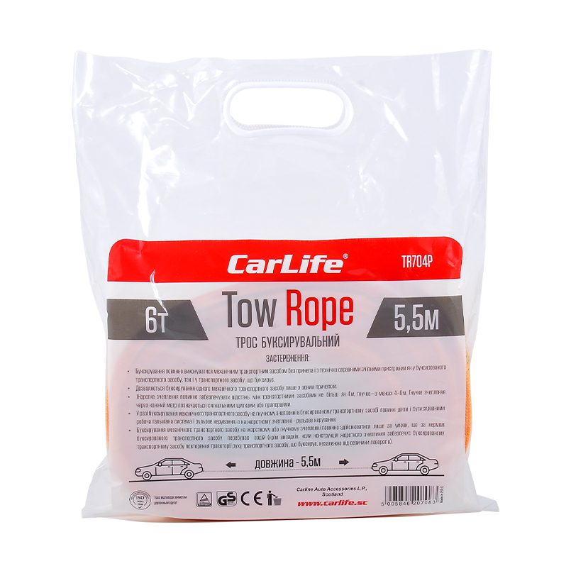 Буксирувальний трос CarLife TR704/P 6т, 5,5м