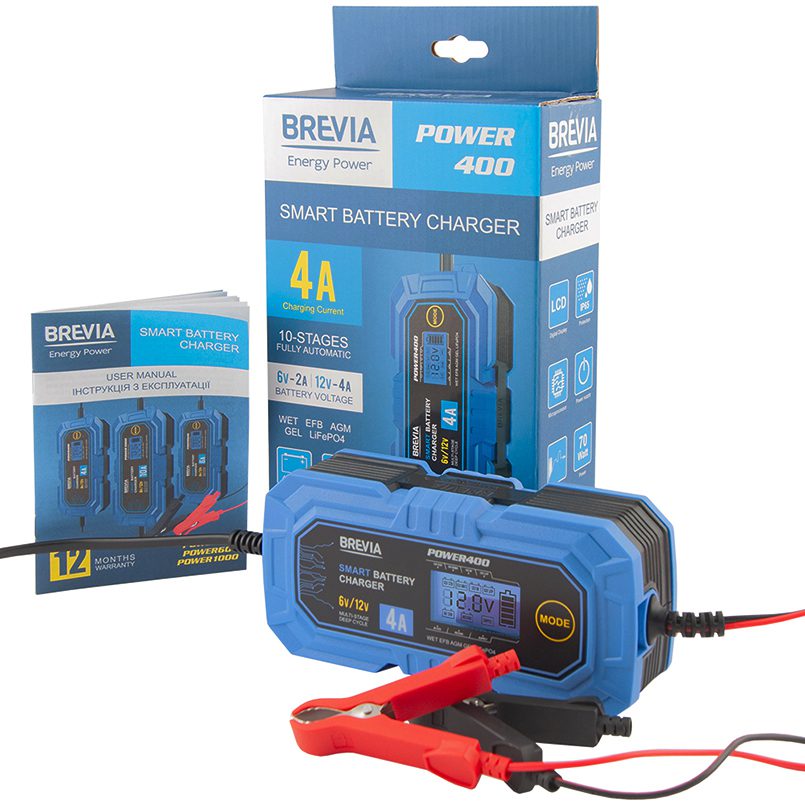Зарядний пристрій АКБ Brevia Power400 6V/12V, 4A