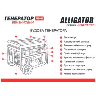 Генератор Alligator бензиновий 7,5кВт (ном 7,0кВт)