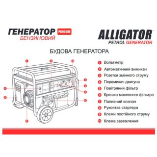 Генератор Alligator бензиновий 7,5кВт (ном 7,0кВт) з електростартером