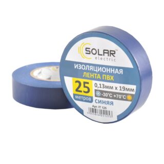 Стрічка ізоляційна ПВХ SOLAR IT125 25 м, 0.13x 19 мм, синя