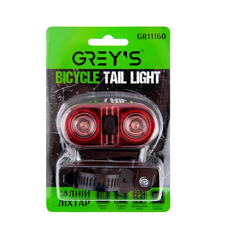 Ліхтарик на велосипед задній Grey's GR11160 2хLEDs 1W