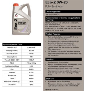 Моторне мастило Comma ECO-Z 0W-20 5л