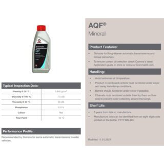 Трансмісійне мастило Comma AQF AUTO TRANS FLUID 1л