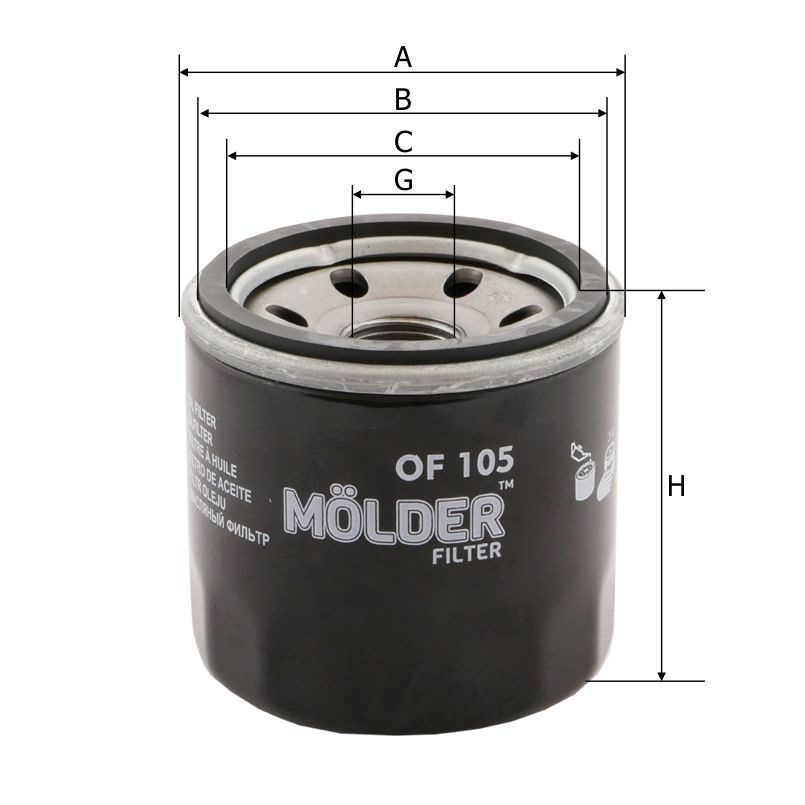 Фільтр масляний Molder Filter OF105 (WL7119, OC215, W672)