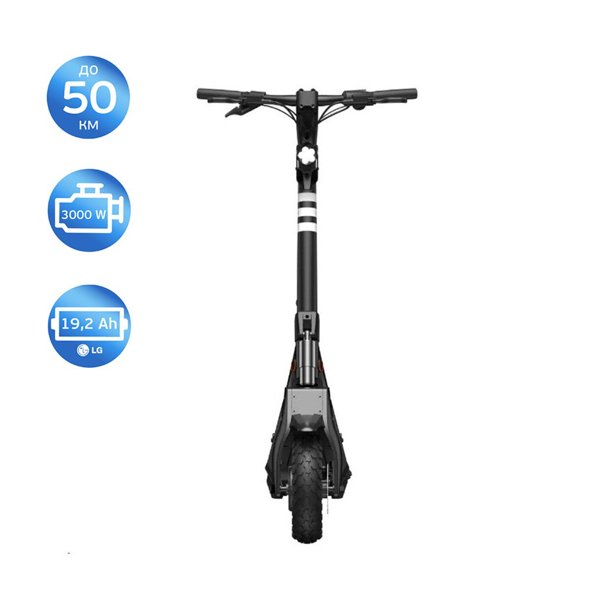 Електросамокат OKAI ES800 Panther Off-Road Black 12", 1500(3000)W, Dual Motor, 19,2Ah, 50km, 60kmh, 35%, NFC, App, 43kg