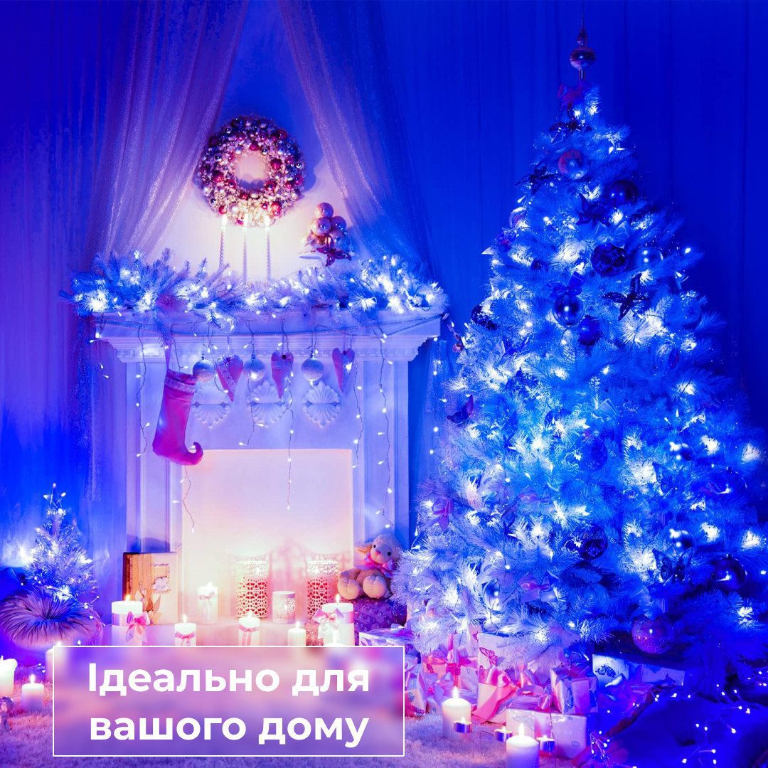 Гірлянда нитка світлодіодна GarlandoPro 100 LED 6м 8 режимів гірлянда новорічна Синій