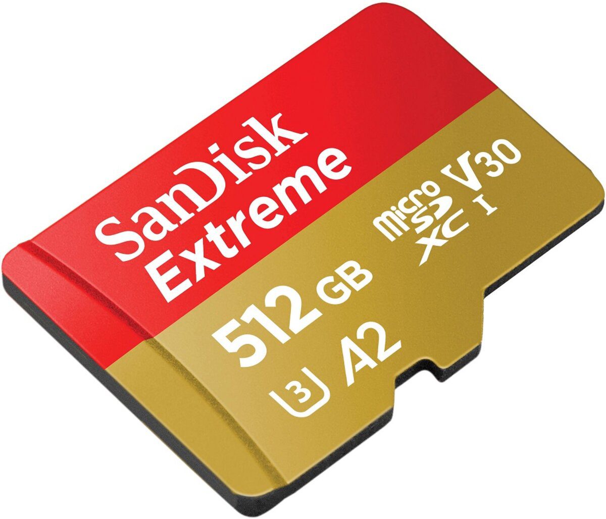 microSDXC (UHS-1 U3) SanDisk Extreme A2 512Gb class 10 V30 (R190MB/s,W130MB/s) (adapter SD)
