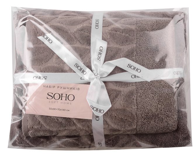 Набір рушників Soho 50х90+70х140 см Leaves Cappuccino