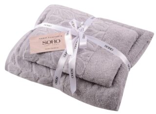 Набір рушників Soho 50х90+70х140 см Leaves Light Gray