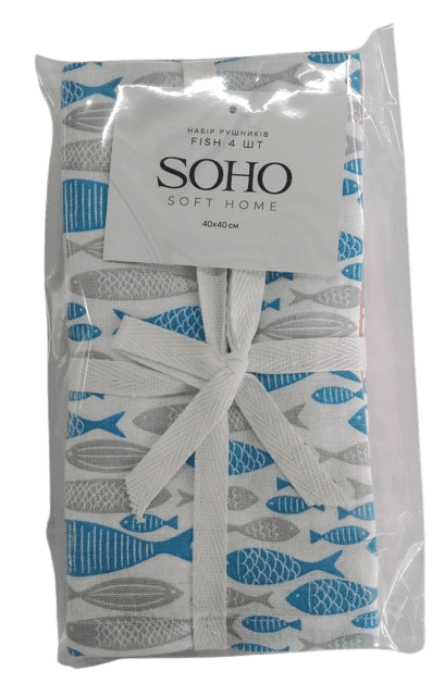 Набір рушників Soho 40x40см Fish 4 шт
