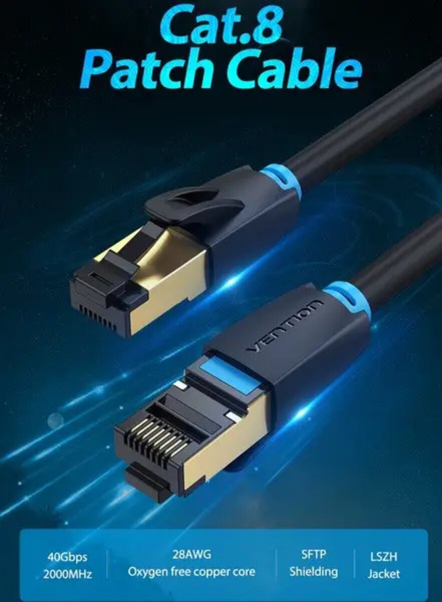 Мережевий кабель Vention Cat.8 SFTP Patch Cable 2M Black (IKABH)