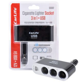 Розгалужувач прикурювача 3в1 + USB CarLife CS302