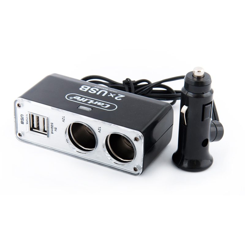 Розгалужувач прикурювача 2в1 + 2 USB CarLife CS304