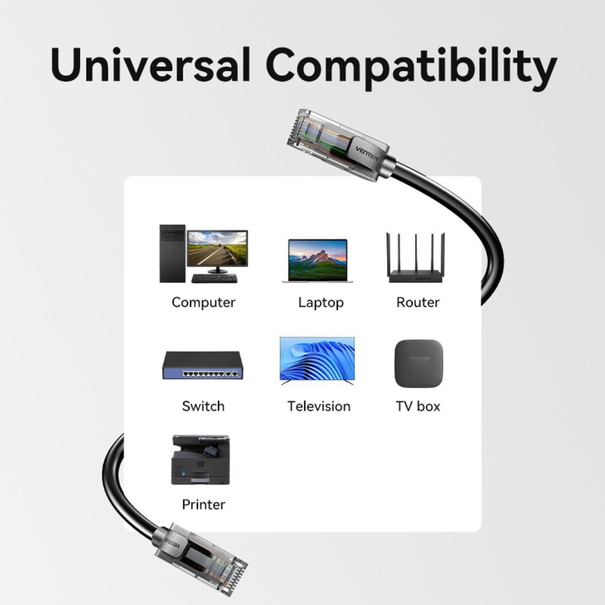 Мережевий кабель Vention Cat5e UTP Ethernet Patch Cable 0.5M Black