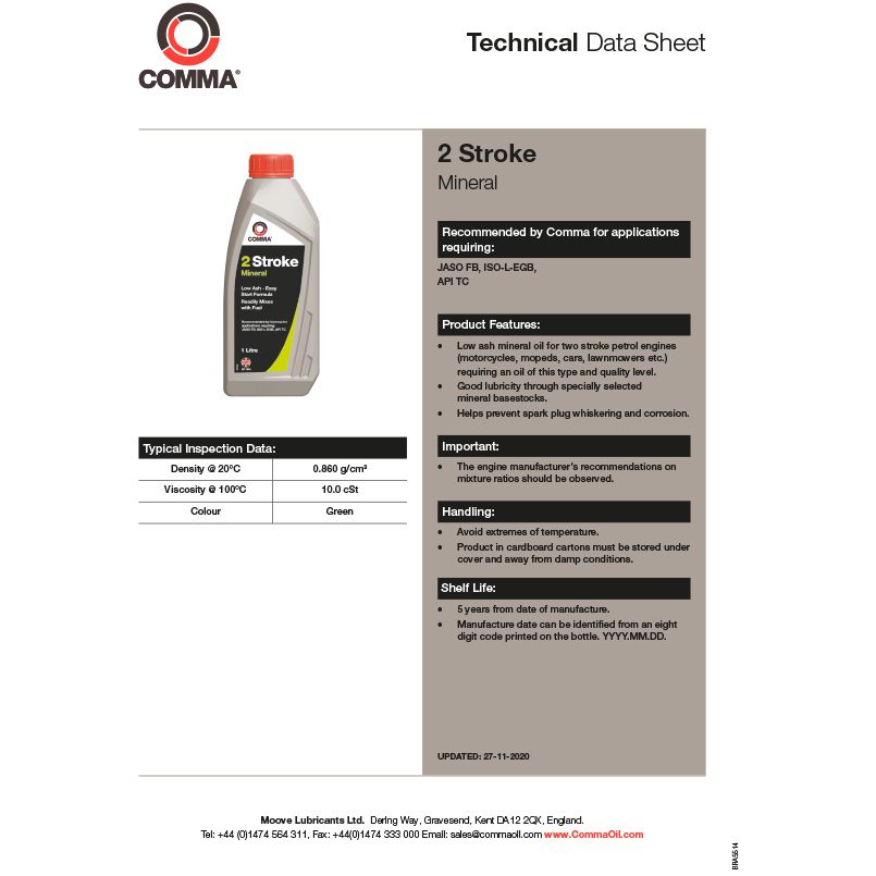 Двотактне мастило Comma TWO STROKE OIL 1л