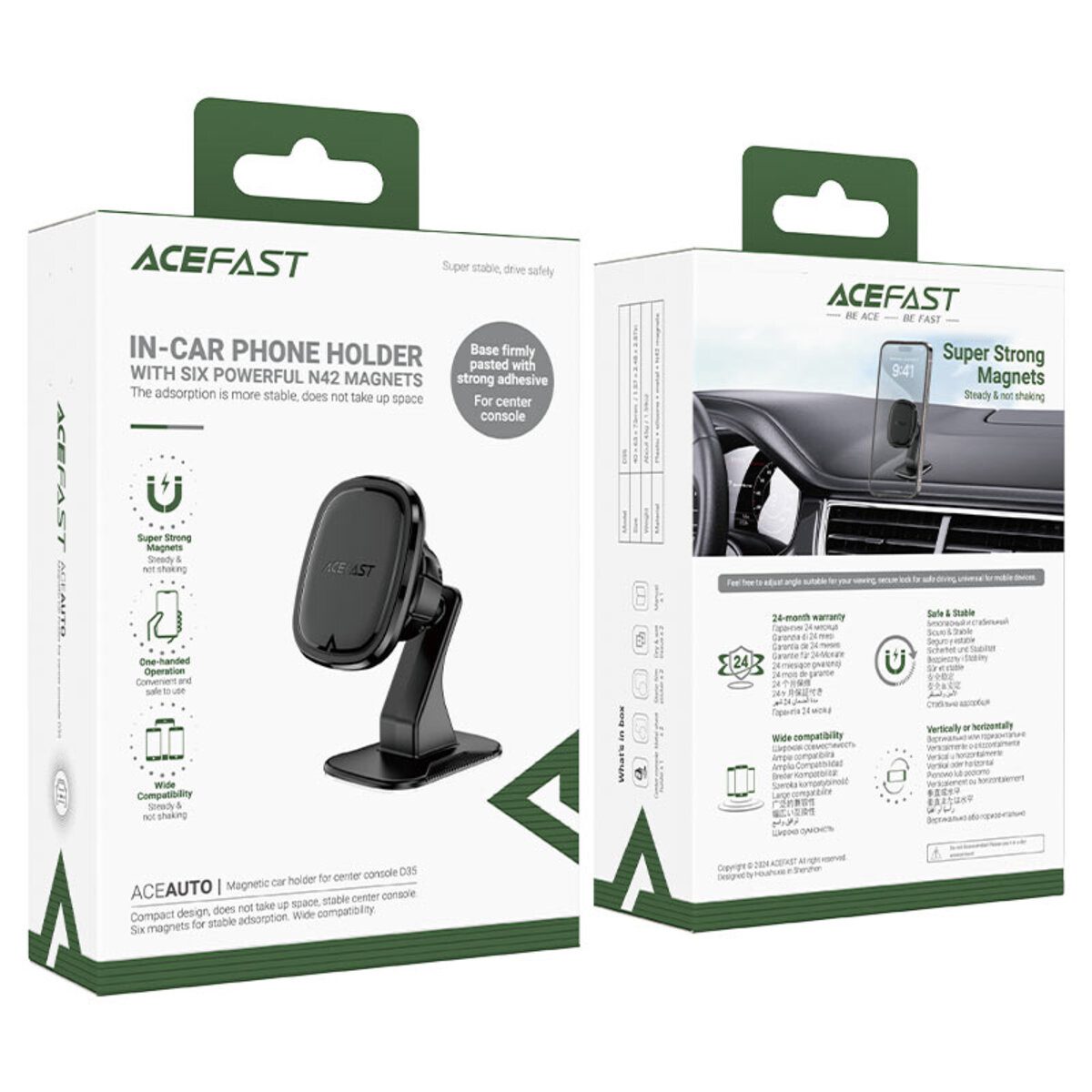 Автотримач для телефона ACEFAST D35 center console magnetic car holder Black