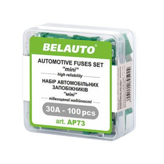 Набір запобіжників BELAUTO "міні" AP73, 30А, 100 шт.