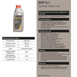 Гальмівна рідина Comma DOT 5.1 BRAKE FLUID 5л