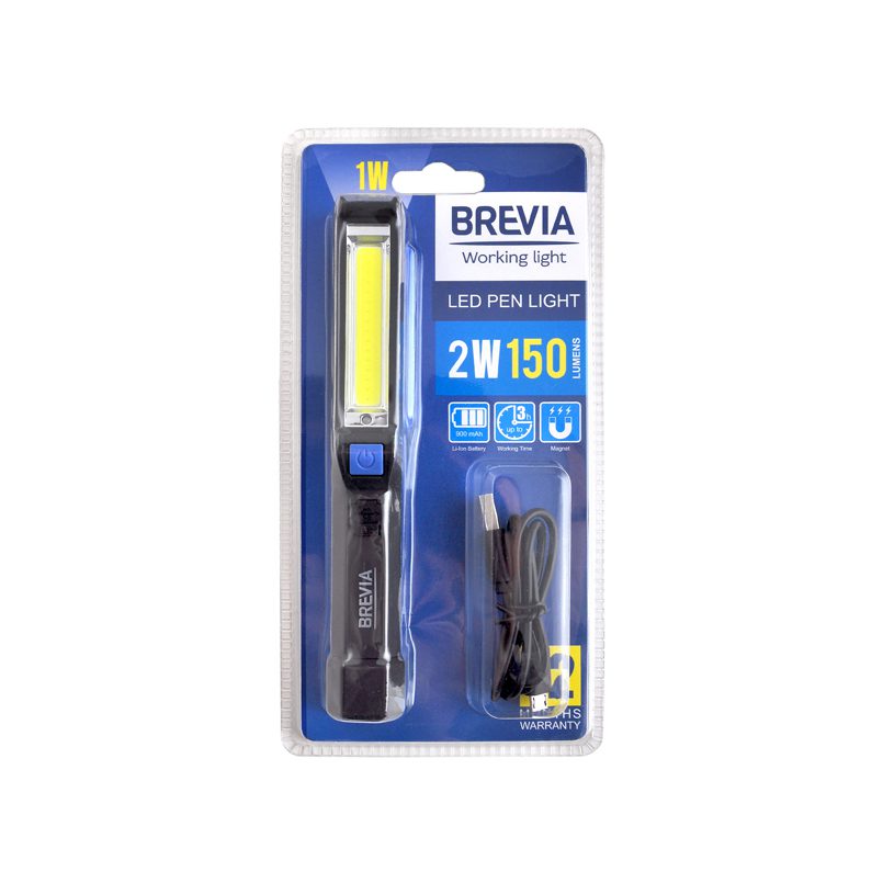 Ліхтар LED інспекційний Brevia Pen Light 2W COB+1W 150lm 900mAh+microUSB