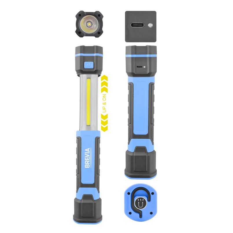 Професійний інспекційний телескопічний LED-ліхтар Brevia 3W COB+1W LED 300lm 2000mAh, microUSB