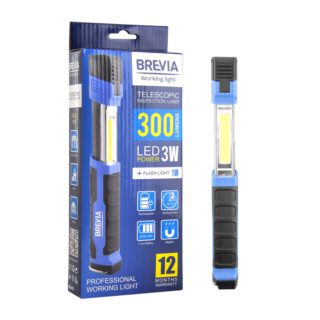 Професійний інспекційний телескопічний LED-ліхтар Brevia LED 3W COB+1W LED 300lm 2000mAh, microUSB