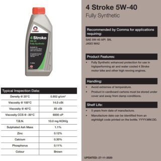 Двотактне мастило Comma TWO WHEEL 4T 5W-40 FULLY SYN 1л