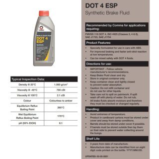 Гальмівна рідина Comma DOT 4 ESP BRAKE FLUID 1л