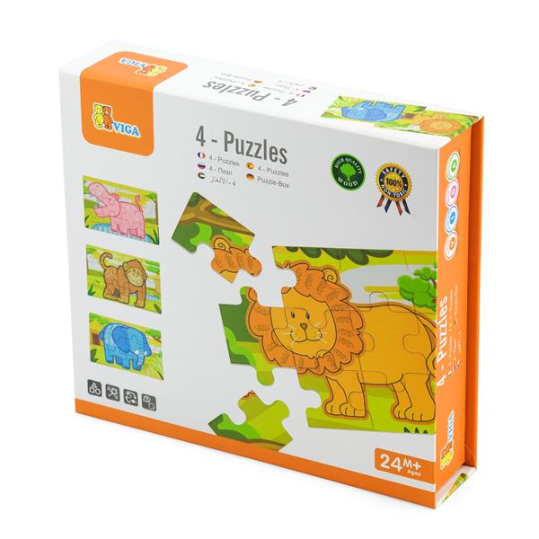 Дерев'яний пазл Viga Toys Джунглі 4 в 1, 48 ел.