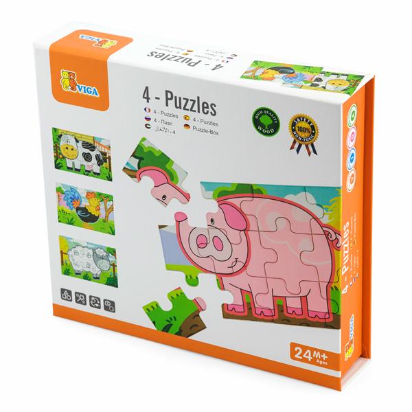 Дерев'яний пазл Viga Toys Ферма 4 в 1, 48 ел.