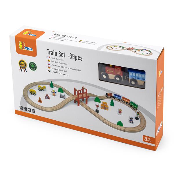 Іграшкова залізниця Viga Toys дерев'яна 39 ел