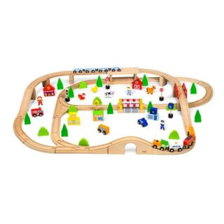 Іграшкова залізниця Viga Toys дерев'яна 90 ел.
