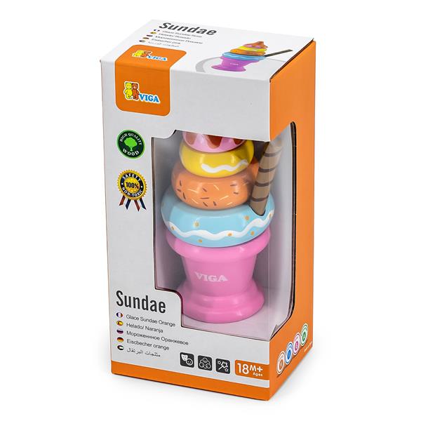 Дерев'яна пірамідка Viga Toys Морозиво рожевий