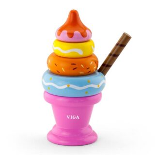 Дерев'яна пірамідка Viga Toys Морозиво рожевий