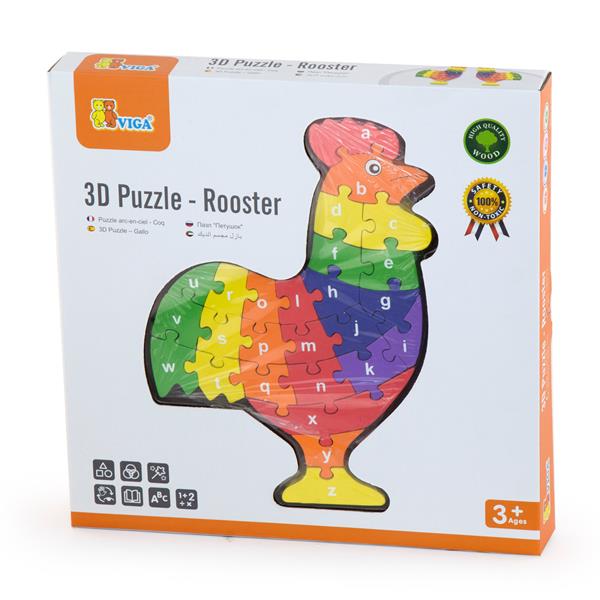 Дерев'яний пазл Viga Toys Півник по літерах