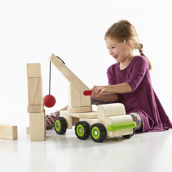 Велика машинка Guidecraft Block Science Trucks Стінобитна машина дерев'яна 45 см