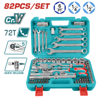 Набір ключів, головок TOTAL THT421802  1/2", 1/4", 82 предмети