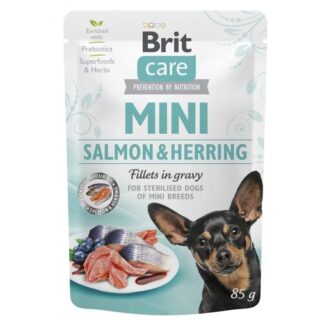 Вологий корм Brit Care Mini для собак, з філе лосося та оселедця в соусі, 85 г