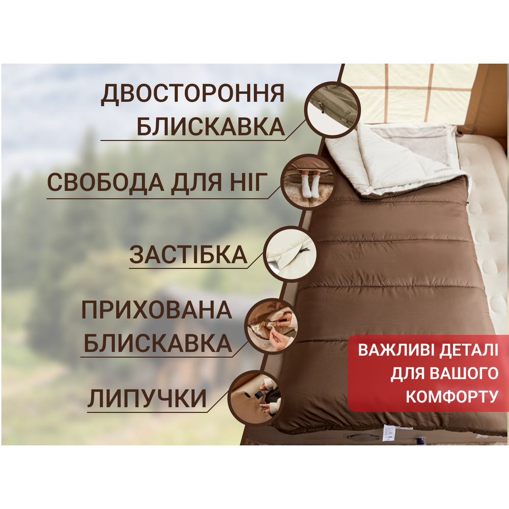 Спальний мішок 3 в 1 Naturehike CR450 CNH22SD011, коричневий